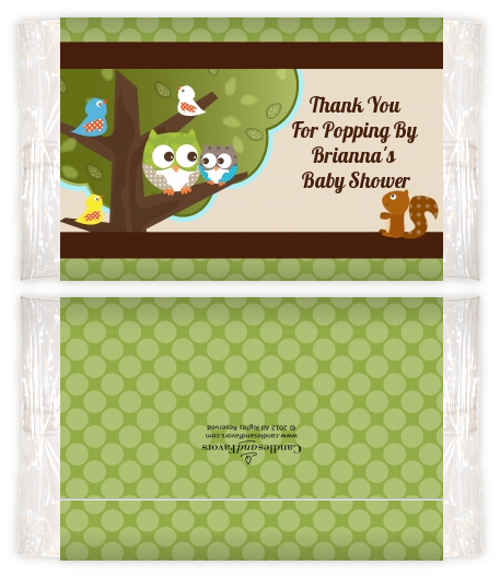 Owl - Look Whooo's Having A Baby - Personalized Popcorn Wrapper Baby Shower Favors