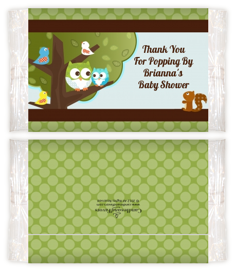 Owl - Look Whooo's Having A Boy - Personalized Popcorn Wrapper Baby Shower Favors