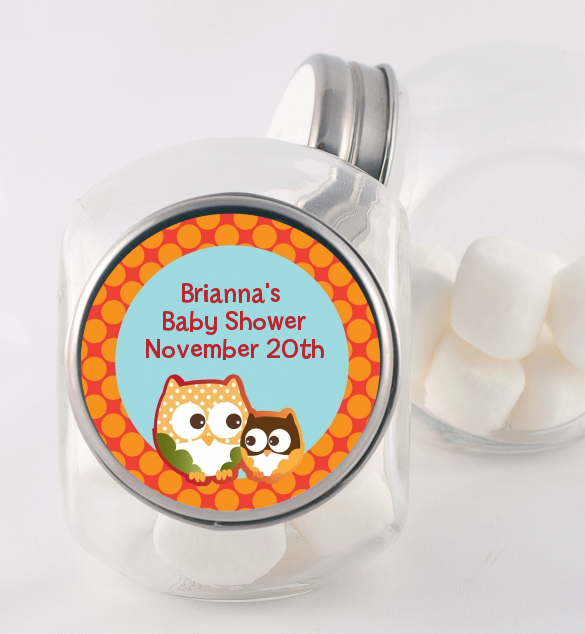 Owl - Fall Theme or Halloween - Personalized Baby Shower Candy Jar