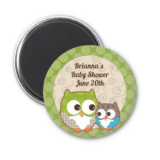 Owl - Look Whooo's Having A Baby - Personalized Baby Shower Magnet Favors