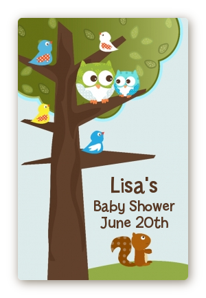 Owl - Look Whooo's Having A Boy - Custom Large Rectangle Baby Shower Sticker/Labels