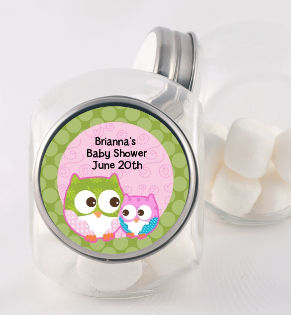 Owl - Look Whooo's Having A Girl - Personalized Baby Shower Candy Jar