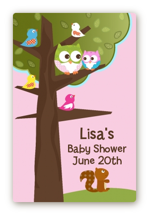 Owl - Look Whooo's Having A Girl - Custom Large Rectangle Baby Shower Sticker/Labels