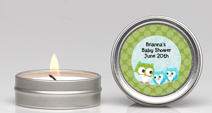 Owl - Look Whooo's Having Twin Boys - Baby Shower Candle Favors