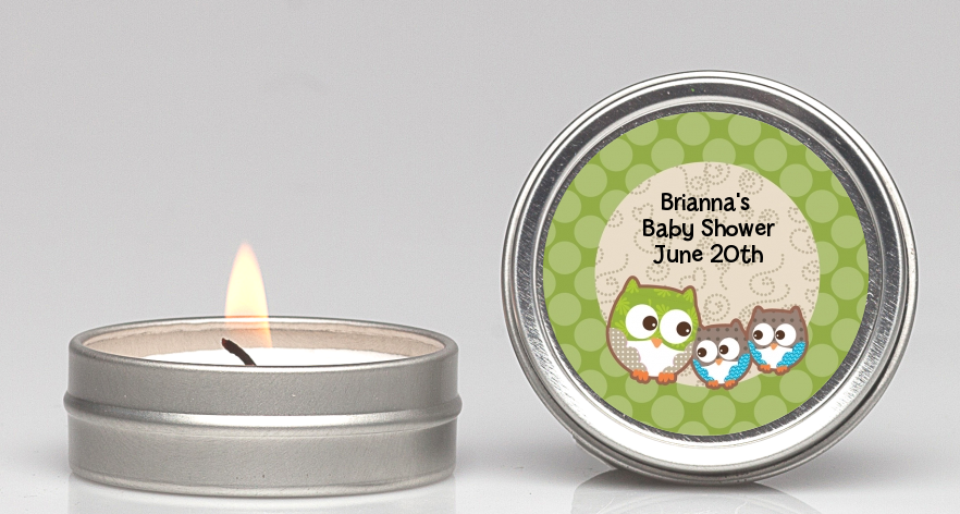 Owl - Look Whooo's Having Twins - Baby Shower Candle Favors