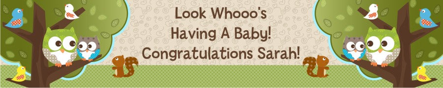 Owl - Look Whooo's Having A Baby - Personalized Baby Shower Banners