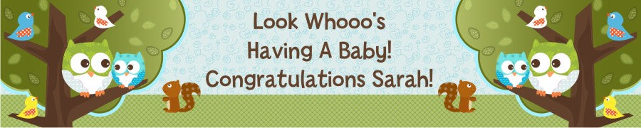 Owl - Look Whooo's Having A Boy - Personalized Baby Shower Banners