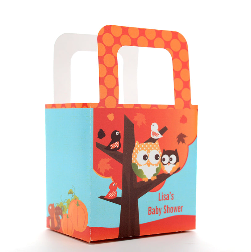 Owl - Fall Theme or Halloween - Personalized Baby Shower Favor Boxes