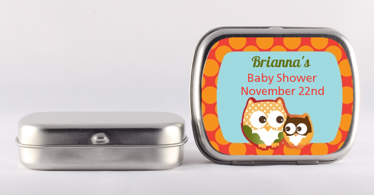 Owl - Fall Theme or Halloween - Personalized Baby Shower Mint Tins