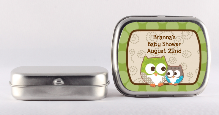 Owl - Look Whooo's Having A Baby - Personalized Baby Shower Mint Tins