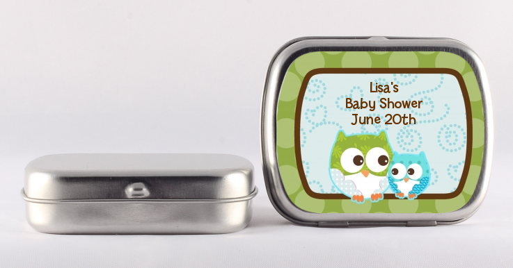 Owl - Look Whooo's Having A Boy - Personalized Baby Shower Mint Tins