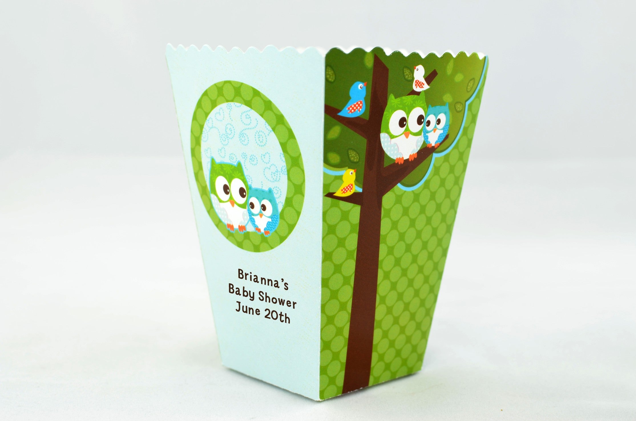 Owl - Look Whooo's Having A Boy - Personalized Baby Shower Popcorn Boxes