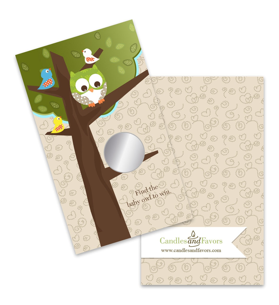 Owl - Look Whooo's Having A Baby - Baby Shower Scratch Off Game Tickets
