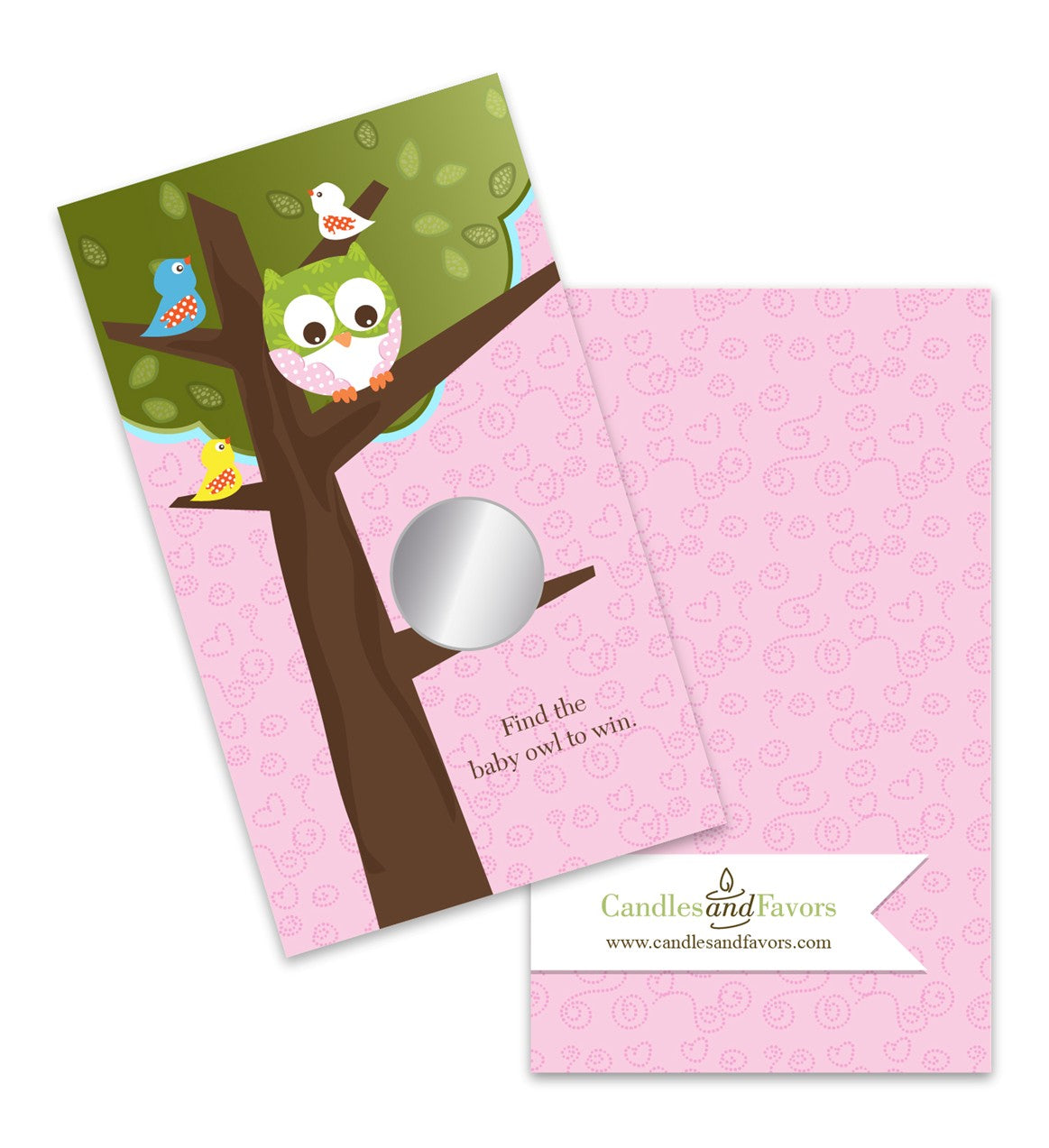 Owl - Look Whooo's Having A Girl - Baby Shower Scratch Off Game Tickets