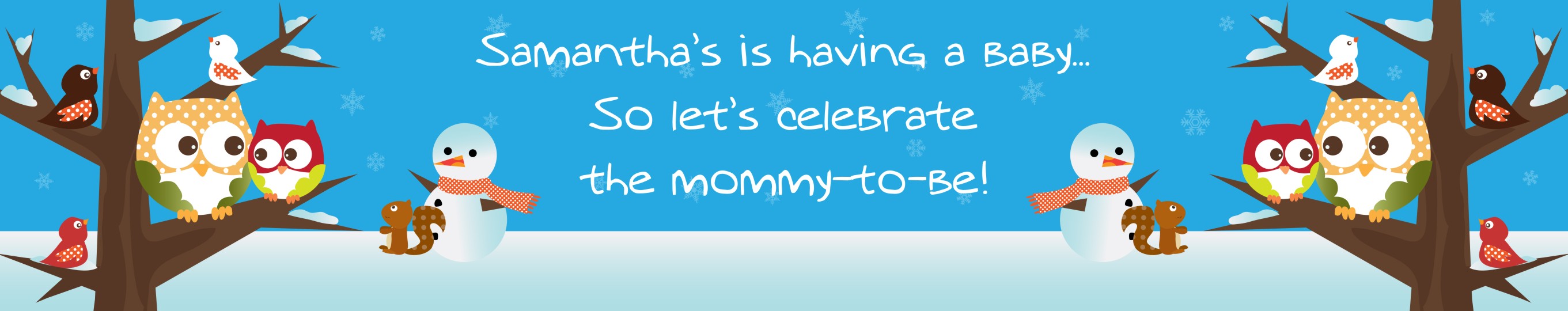 Owl - Winter Theme or Christmas - Personalized Baby Shower Banners