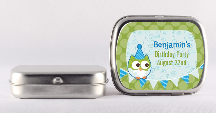 Owl Birthday Boy - Personalized Birthday Party Mint Tins