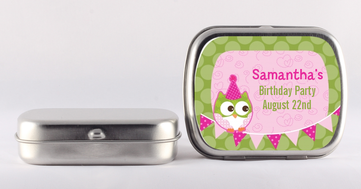 Owl Birthday Girl - Personalized Birthday Party Mint Tins