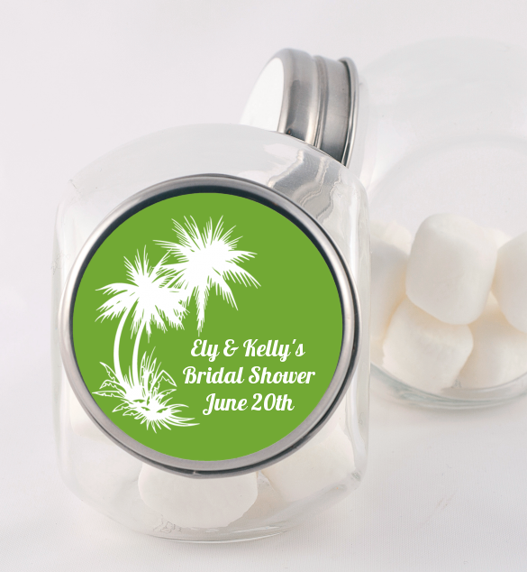 Palm Trees - Personalized Bridal Shower Candy Jar