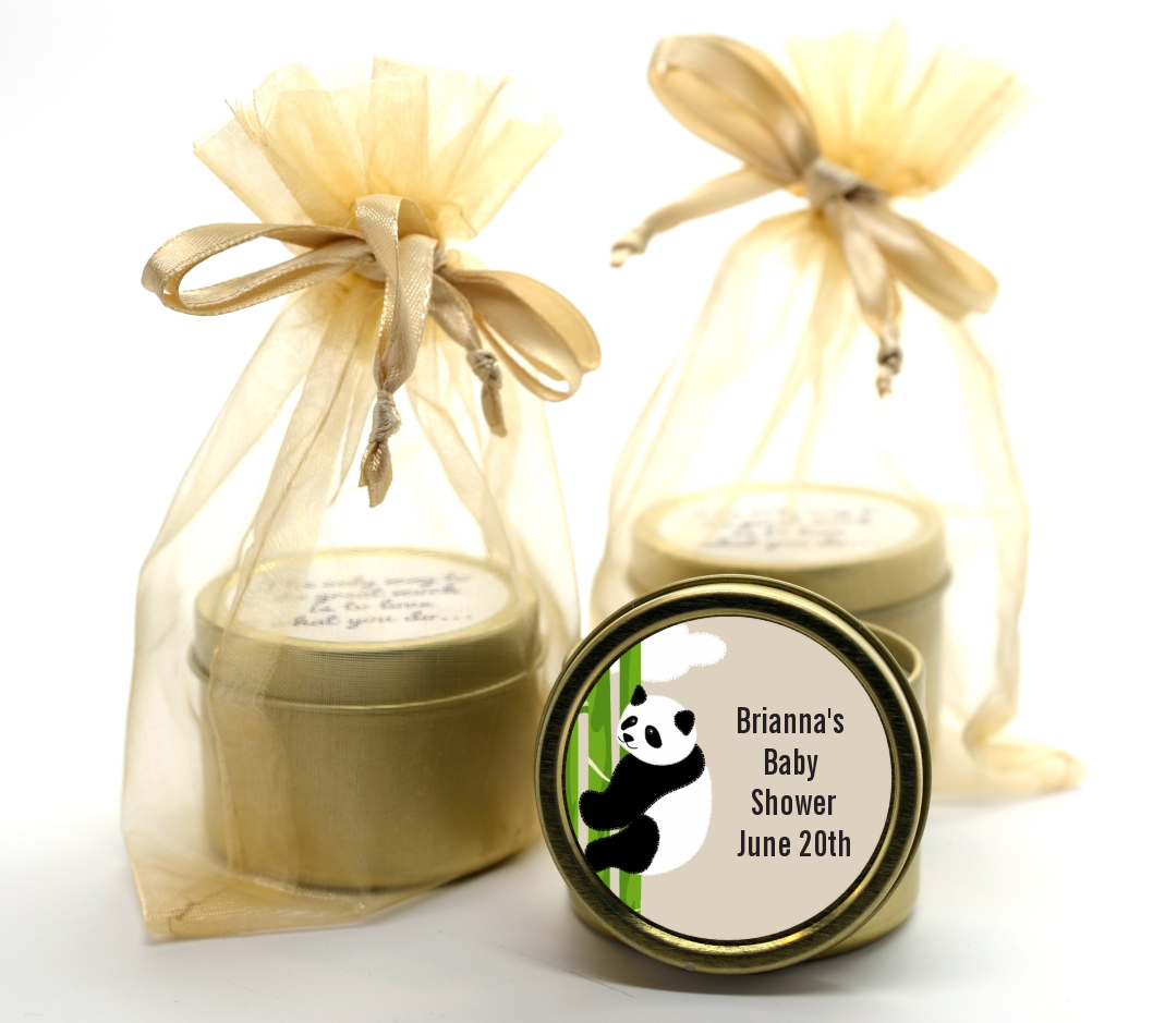Panda - Baby Shower Gold Tin Candle Favors