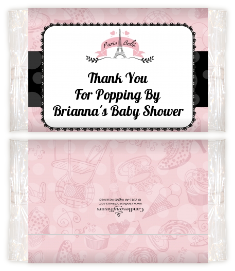 Paris BeBe - Personalized Popcorn Wrapper Baby Shower Favors