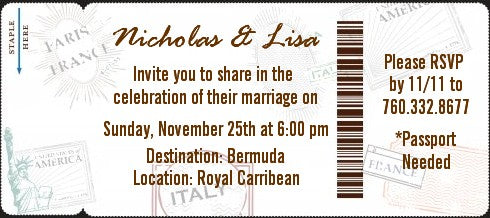 Passport - Bridal Shower Destination Boarding Pass Invitations