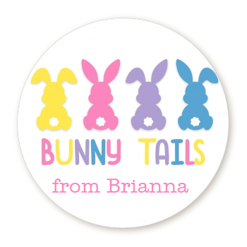 Pastel Bunny Tails - Round Personalized Easter Sticker Labels