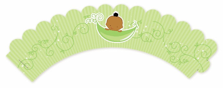Sweet Pea African American Boy - Baby Shower Cupcake Wrappers