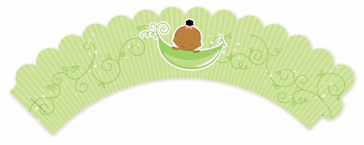 Sweet Pea African American Girl - Baby Shower Cupcake Wrappers