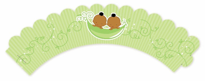 Twins Two Peas in a Pod African American - Baby Shower Cupcake Wrappers