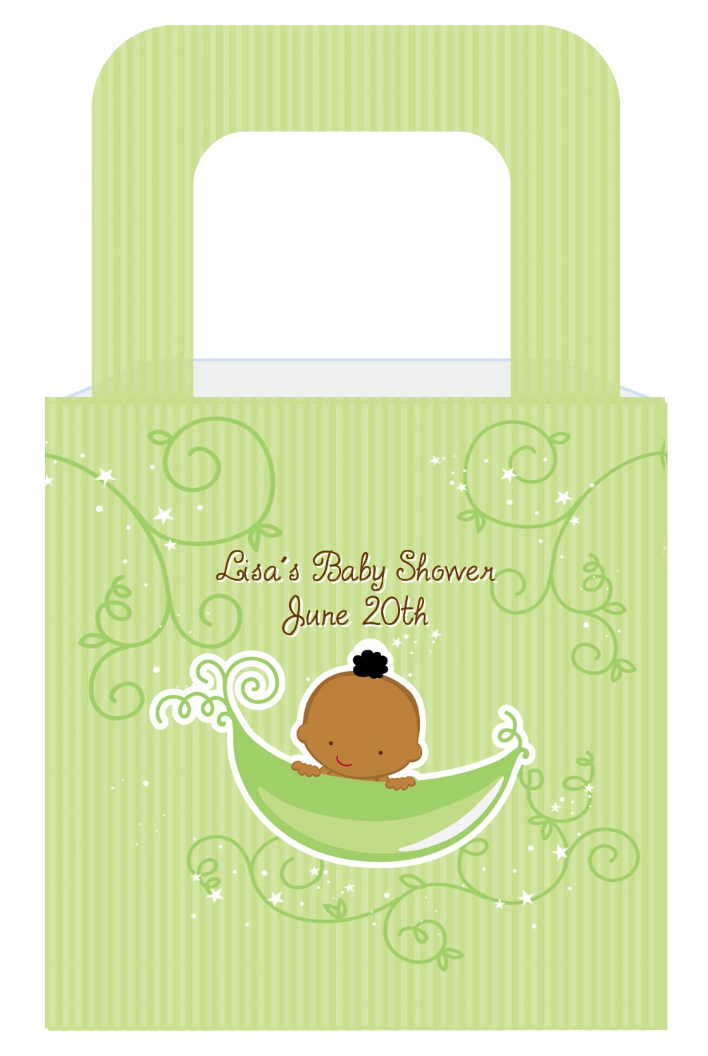 Sweet Pea African American Boy - Personalized Baby Shower Favor Boxes