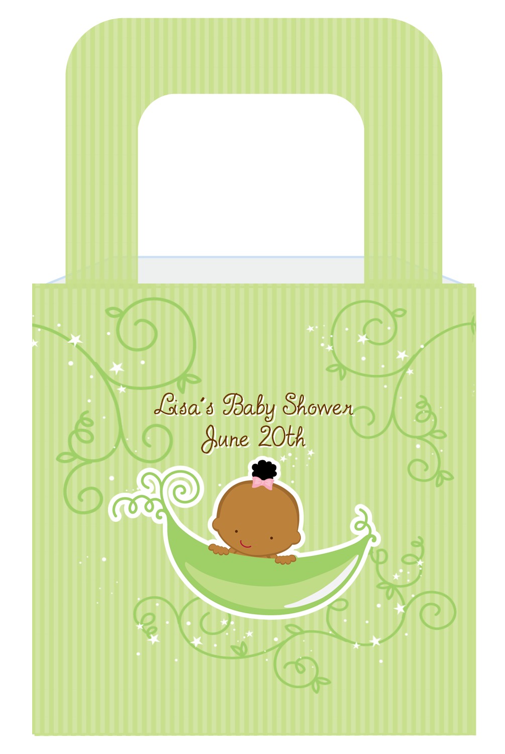 Sweet Pea African American Girl - Personalized Baby Shower Favor Boxes
