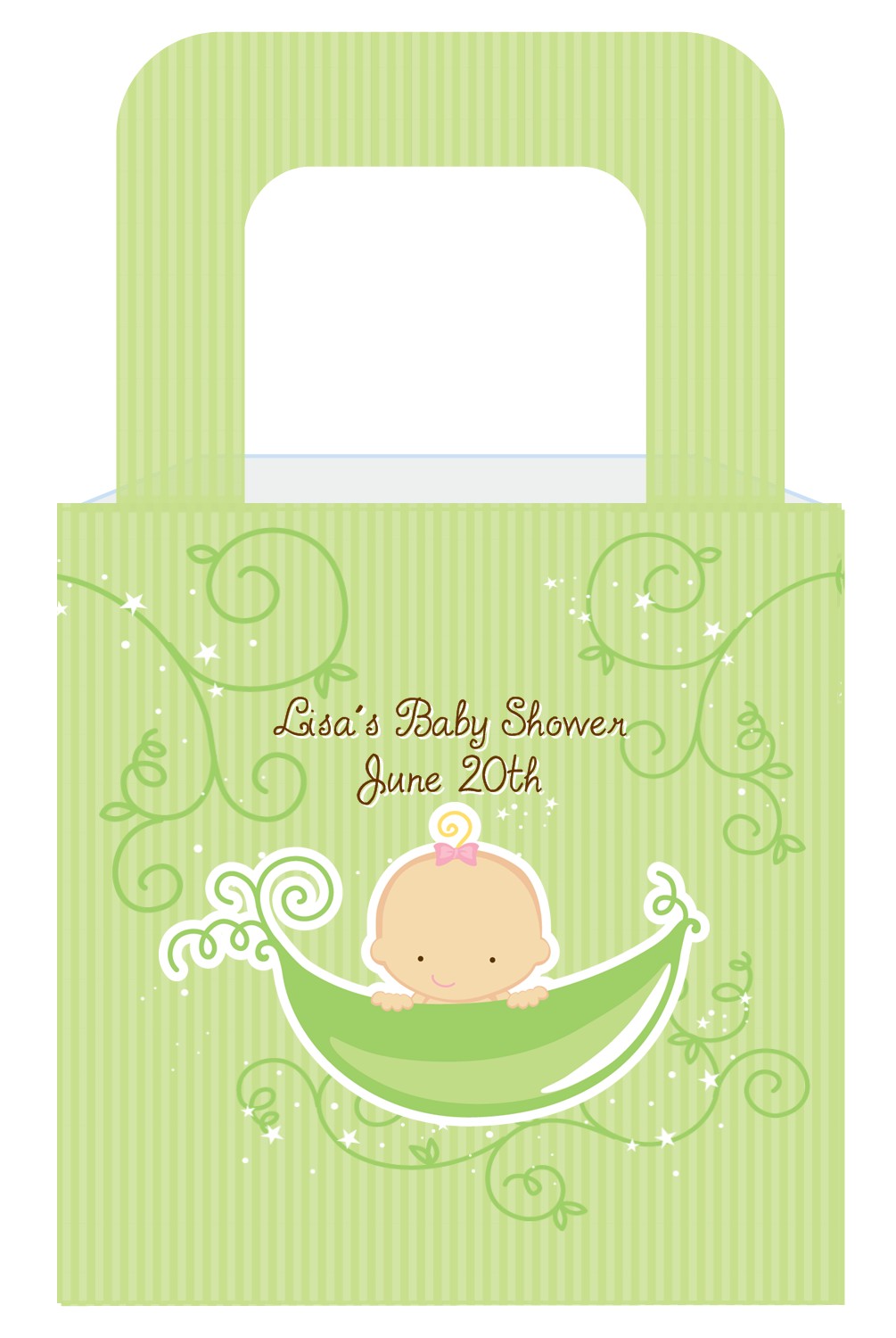 Sweet Pea Caucasian Girl - Personalized Baby Shower Favor Boxes