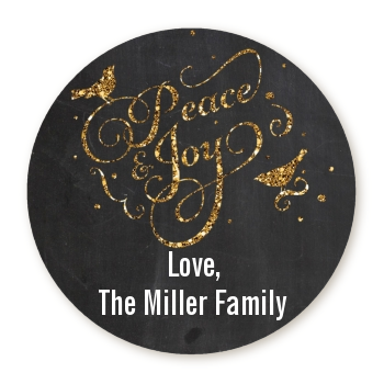 Peace and Joy - Round Personalized Christmas Sticker Labels
