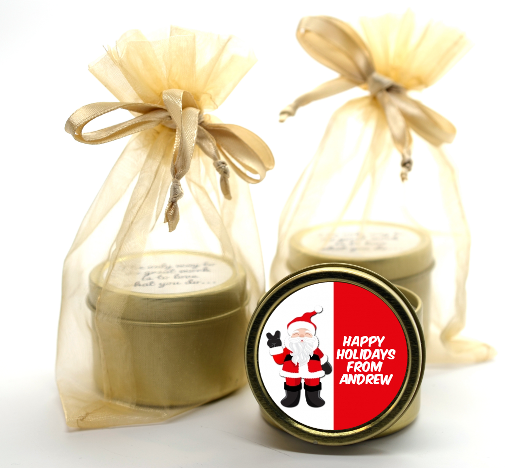 Peace Out Santa - Christmas Gold Tin Candle Favors