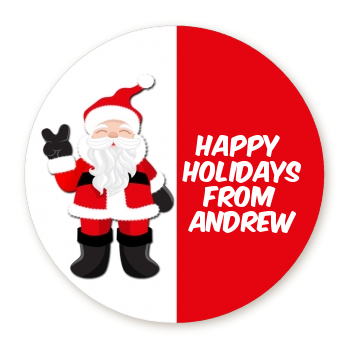 Peace Out Santa - Round Personalized Christmas Sticker Labels