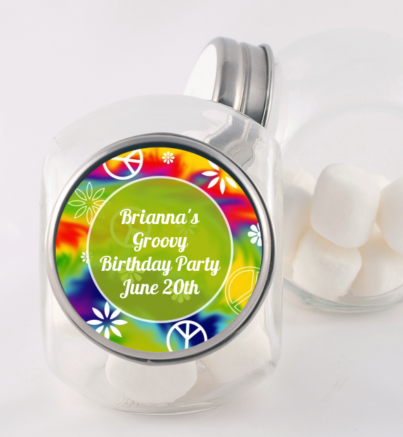 Peace Tie Dye - Personalized Birthday Party Candy Jar