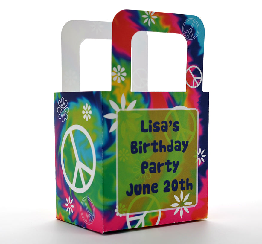 Peace Tie Dye - Personalized Birthday Party Favor Boxes