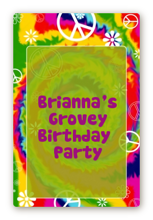 Peace Tie Dye - Custom Large Rectangle Birthday Party Sticker/Labels