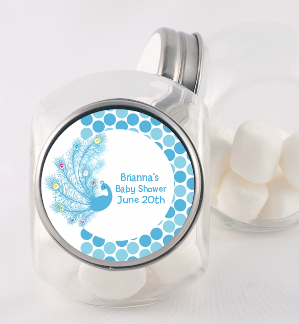Peacock - Personalized Baby Shower Candy Jar