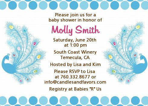Peacock - Baby Shower Invitations