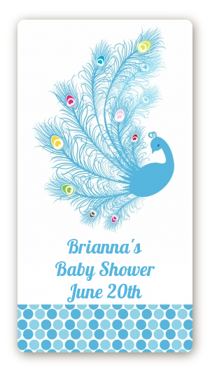Peacock - Custom Rectangle Baby Shower Sticker/Labels