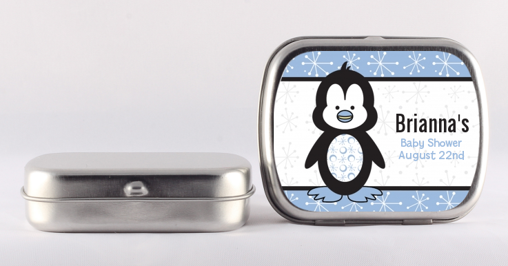 Penguin Blue - Personalized Baby Shower Mint Tins