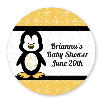 Penguin - Round Personalized Baby Shower Sticker Labels