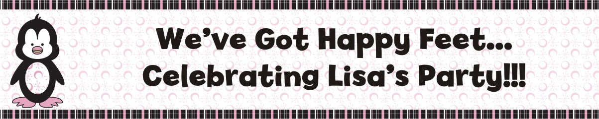 Penguin Pink - Personalized Baby Shower Banners