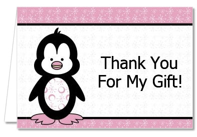 Penguin Pink - Birthday Party Thank You Cards