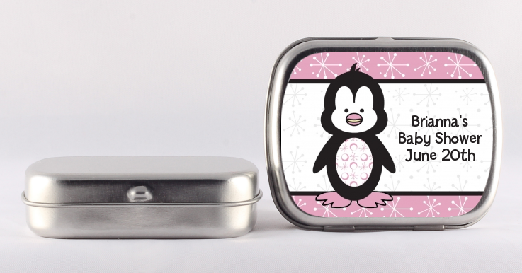 Penguin Pink - Personalized Baby Shower Mint Tins