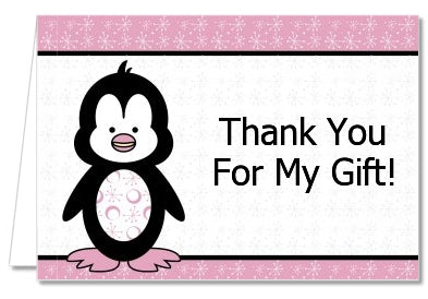 Penguin Pink - Baby Shower Thank You Cards