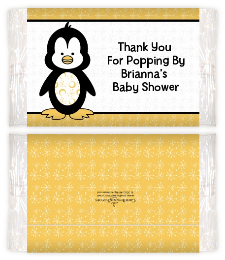 Penguin - Personalized Popcorn Wrapper Baby Shower Favors
