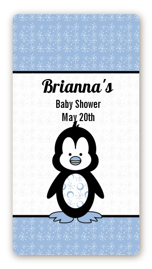 Penguin Blue - Custom Rectangle Baby Shower Sticker/Labels