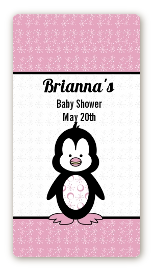 Penguin Pink - Custom Rectangle Baby Shower Sticker/Labels
